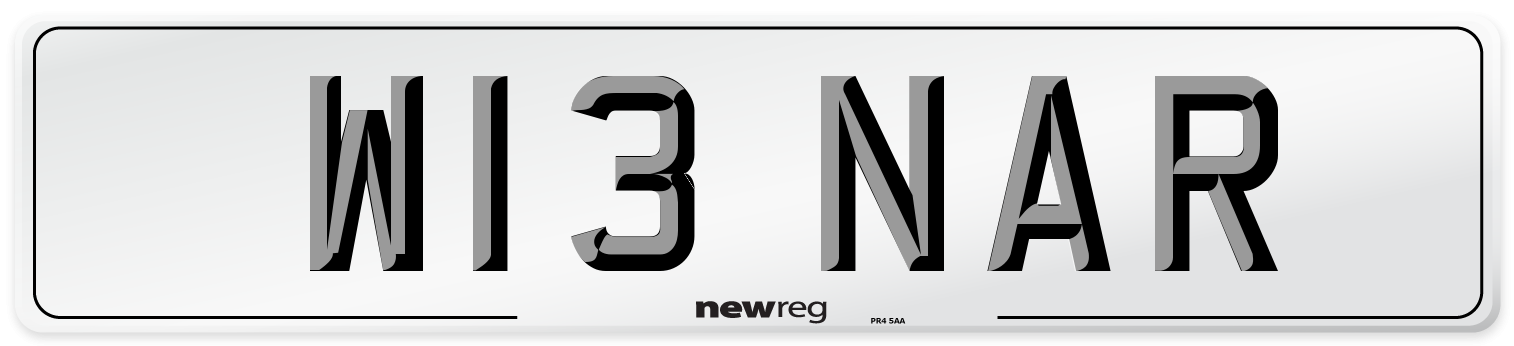 W13 NAR Number Plate from New Reg